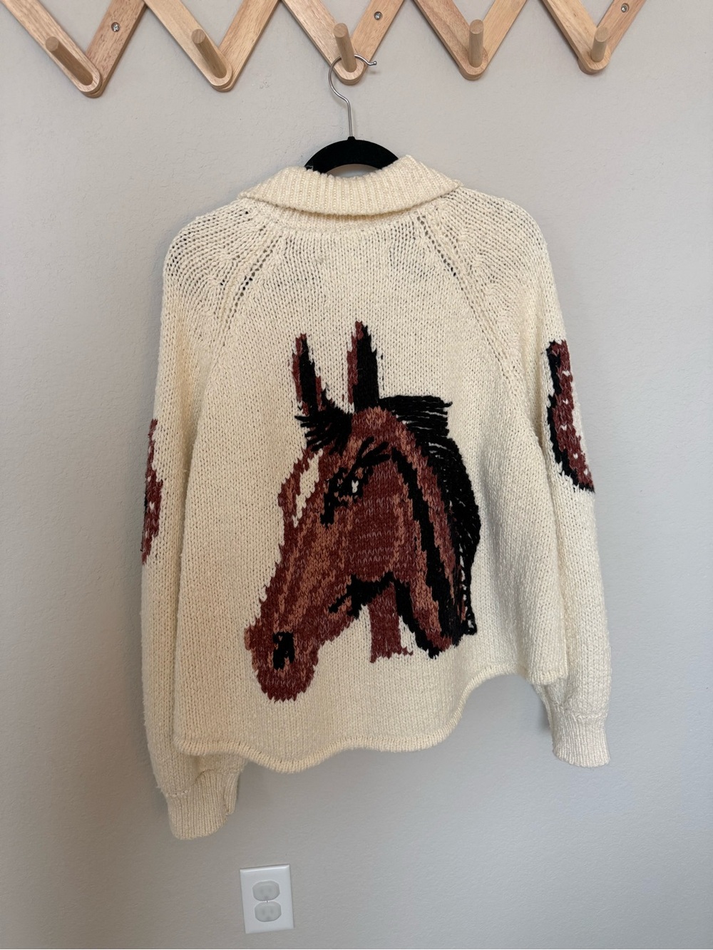 RARE Anthropologie PILCRO Cream Horse Sweater